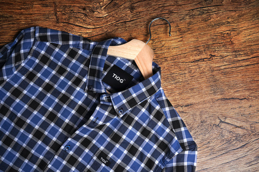 Men's cloud burst Blue Check Shirt | Stylish Cotton Shirt for Casual & Office Wear