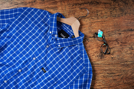 Men's Blue Check Shirt | Stylish Cotton Shirt for Casual & Office Wear