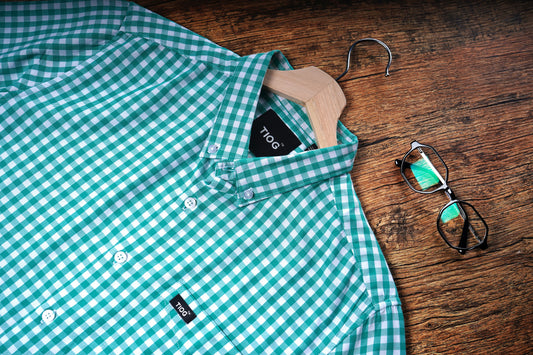 Men's Green Check Shirt | Stylish Cotton Shirt for Casual & Office Wear